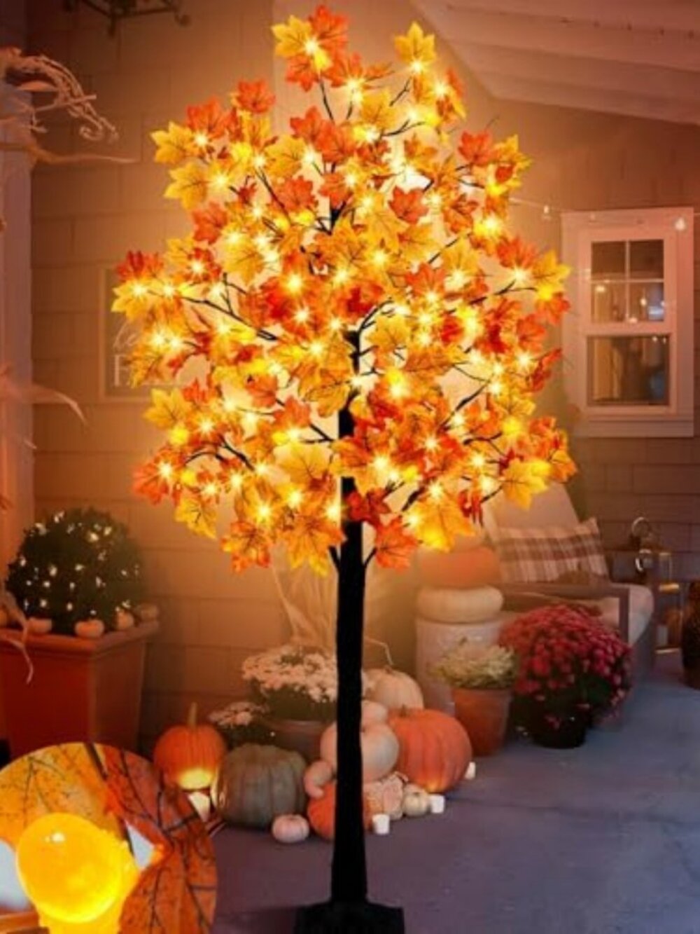 7FT Lighted Fall Maple Tree with 128 LED Lights, Timer & 8 Modes - Perfect - Picture 2 of 6